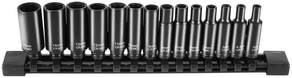 VEVOR Smūginiai galvutės rinkinys 14 vnt. 1/4" 4-15 mm