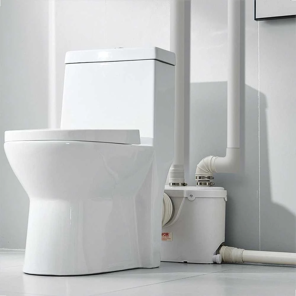 Smulkinimo siurblys nuotekoms ir tualetui, 500W 4 įleidimo angos, 110 L/min srautas 8 m kėlimas, rūsiui dušui kriauklei skalbyklai voniai, nuotekų šalinimo įrenginys, fekalinis siurblys