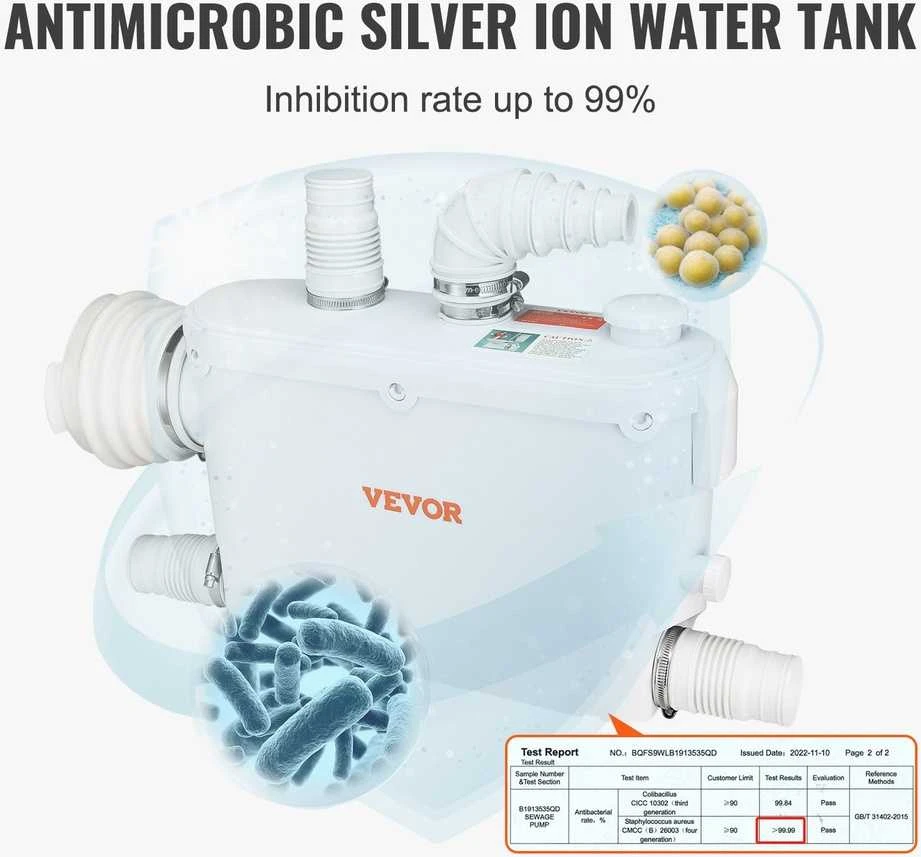 Smulkintuvas siurblys 500W, 3 įvadai, 6600 L/h, nuotekų siurblys fekalijoms