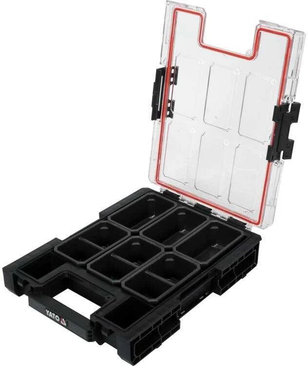 Smulkių detalių organizatorius, su 6 skyreliais, modulinis dizainas, 263x363x77 mm, sistemos laikymo dėžė