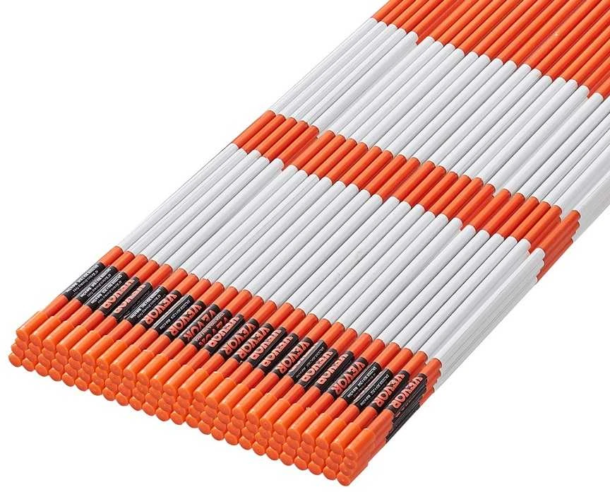 Sniego atstumimo kuoliukai su atšvaitu, 100 vnt, 121.5 cm ilgio, oranžiniai stiklo pluošto ženklai, kelio riboženkliai.
