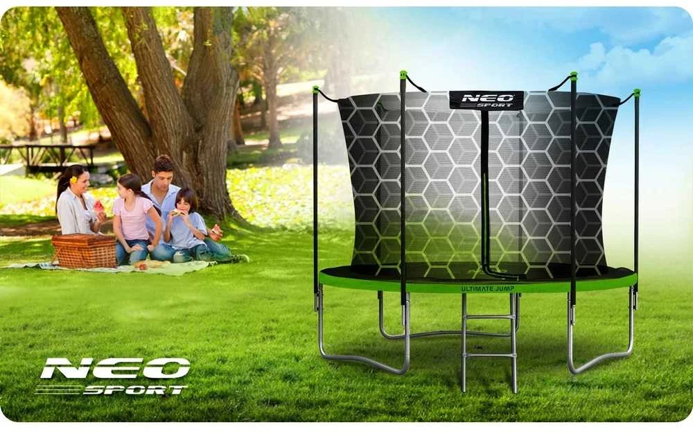 Sodo batutas 252 cm su apsauginiu tinklu ir kopėčiomis, lauko batutas, apvalus batutas, batutas vaikams