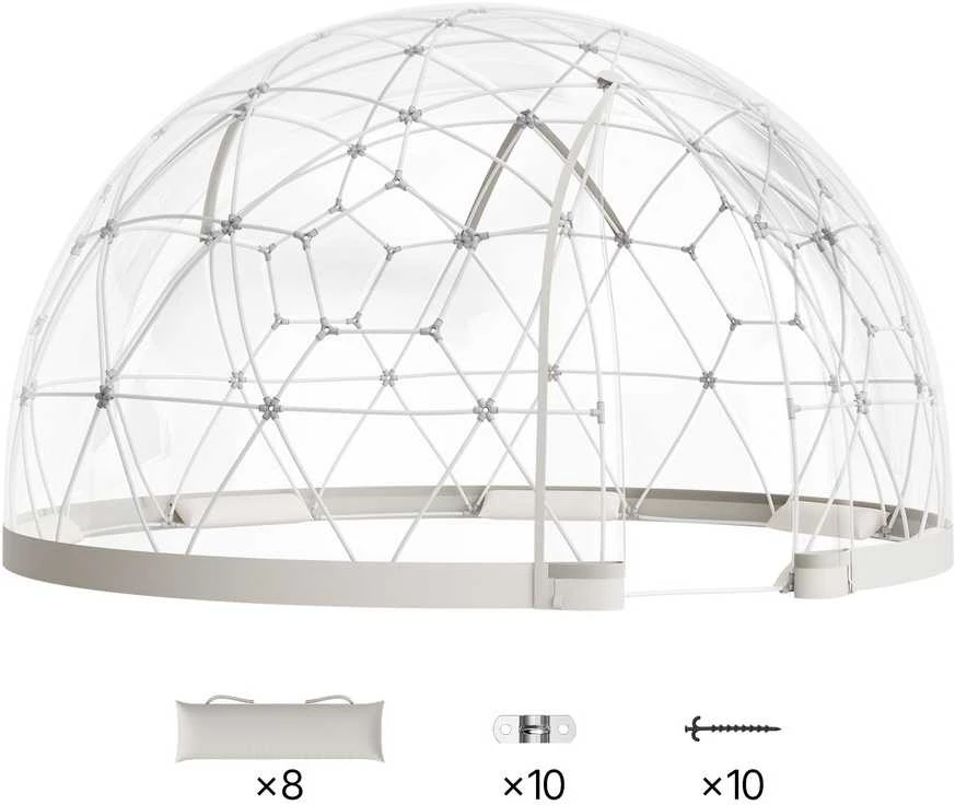 Sodo Burbulo Palapinė, 3.65 m Geodezinis Kupolas 4-7 Asmenims, Visiems Sezonams, Lauko Iglu, Atspari Vėjui, Permatoma