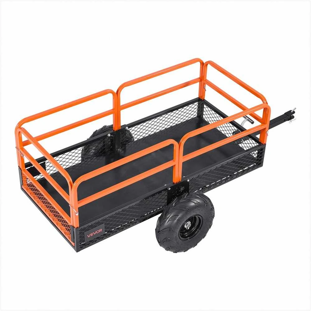 Sodo priekaba su 0.62 kubinio metro talpa ir 725 kg keliamąja galia, tvirta plieninė savivartė priekaba vejapjovei traktoriui, ATV UTV velkama kiemo priekaba sodo atliekoms, transportavimo vežimėlis