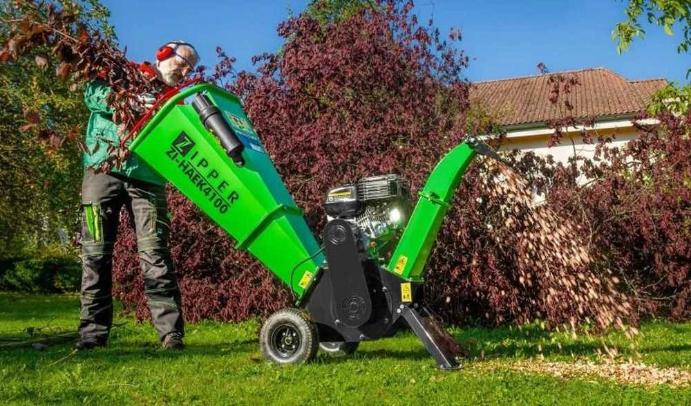 Sodo šakų smulkintuvas, benzininis medienos smulkintuvas, didelio našumo sodo atliekų perdirbėjas, 100 mm pjovimo skersmuo
