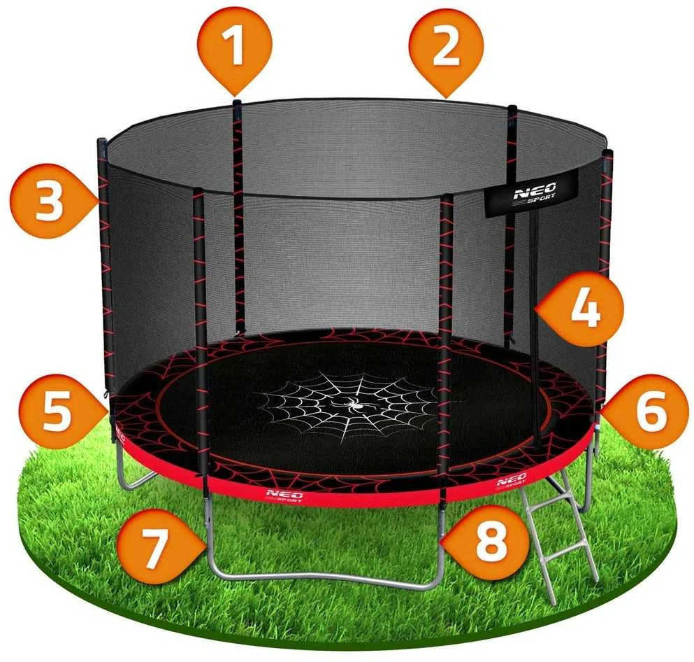 Sodo trampolinas 183 cm su apsauginiu tinklu ir kopėčiomis, lauko trampolinas, vaikiškas trampolinas, apvalus trampolinas
