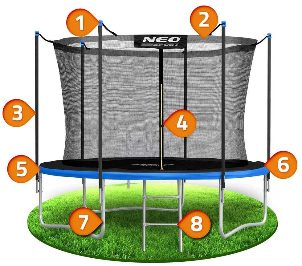 Sodo trampolinas 183 cm su vidiniu tinklu ir kopėčiomis, lauko trampolinas, apvalus trampolinas vaikams