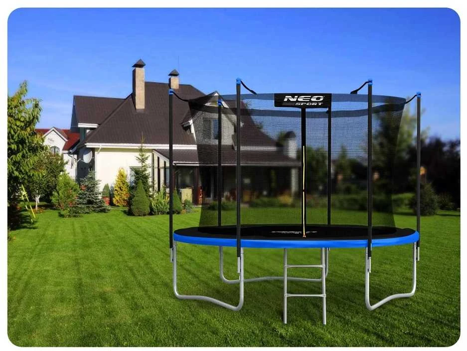 Sodo trampolinas 183 cm su vidiniu tinklu ir kopėčiomis, lauko trampolinas, apvalus trampolinas vaikams