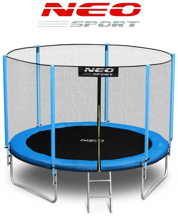Sodo trampolinas 252 cm su apsauginiu tinklu ir kopėčiomis, lauko trampolinas, apvalus trampolinas vaikams, šokinėjimo trampolinas