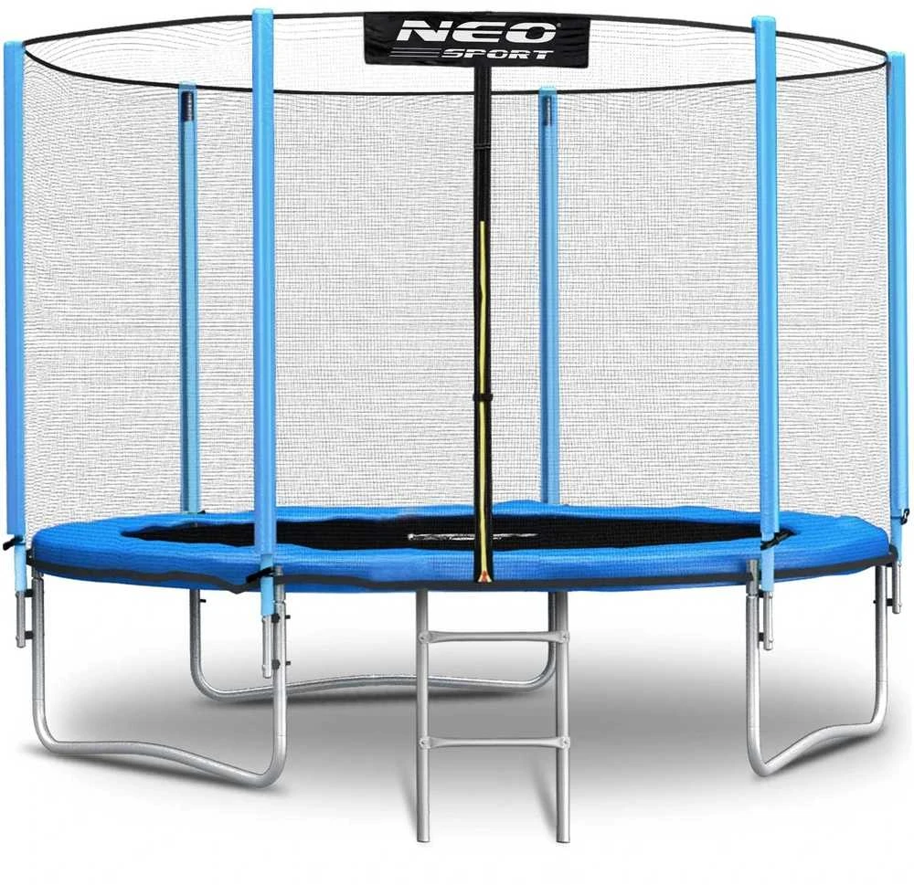 Sodo trampolinas 252 cm su apsauginiu tinklu ir kopėčiomis, lauko trampolinas, apvalus trampolinas vaikams, šokinėjimo trampolinas