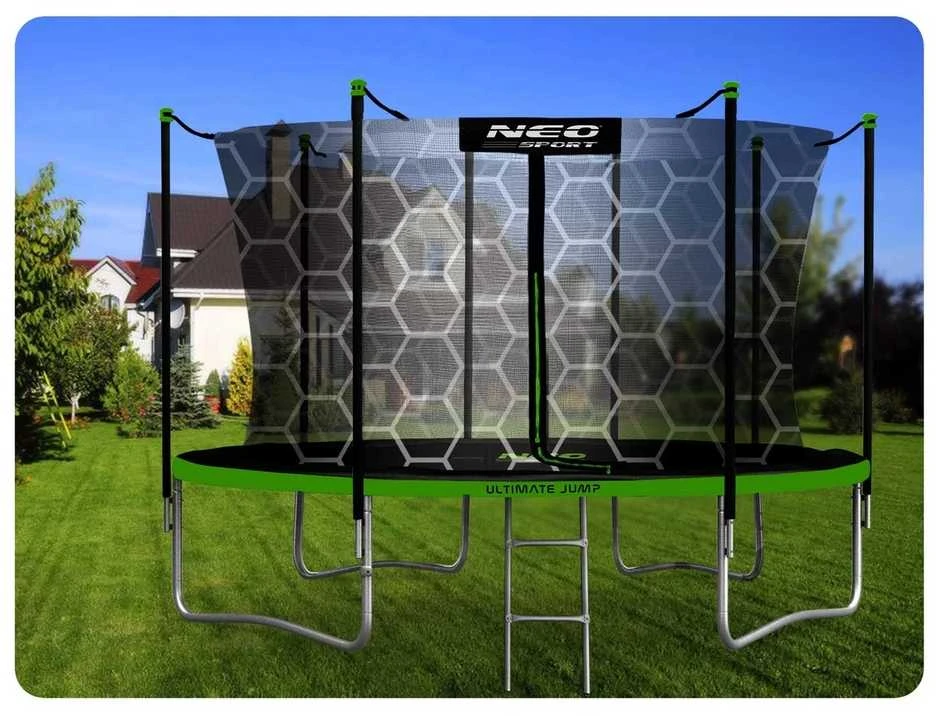 Sodo trampolinas 374 cm su vidiniu tinklu, lauko trampolinas, didelis trampolinas, apvalus trampolinas