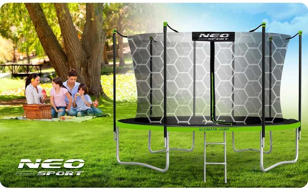 Sodo trampolinas 374 cm su vidiniu tinklu, lauko trampolinas, didelis trampolinas, apvalus trampolinas