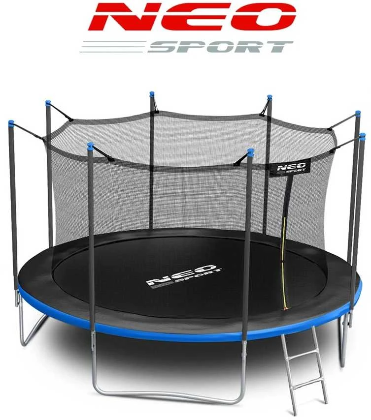 Sodo trampolinas 404 cm su vidiniu tinklu ir kopėčiomis, lauko trampolinas, didelis trampolinas, šokinėjimo trampolinas