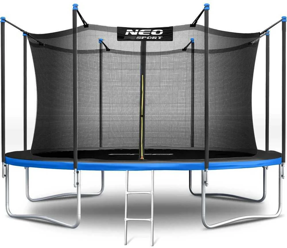 Sodo trampolinas 404 cm su vidiniu tinklu ir kopėčiomis, lauko trampolinas, didelis trampolinas, šokinėjimo trampolinas
