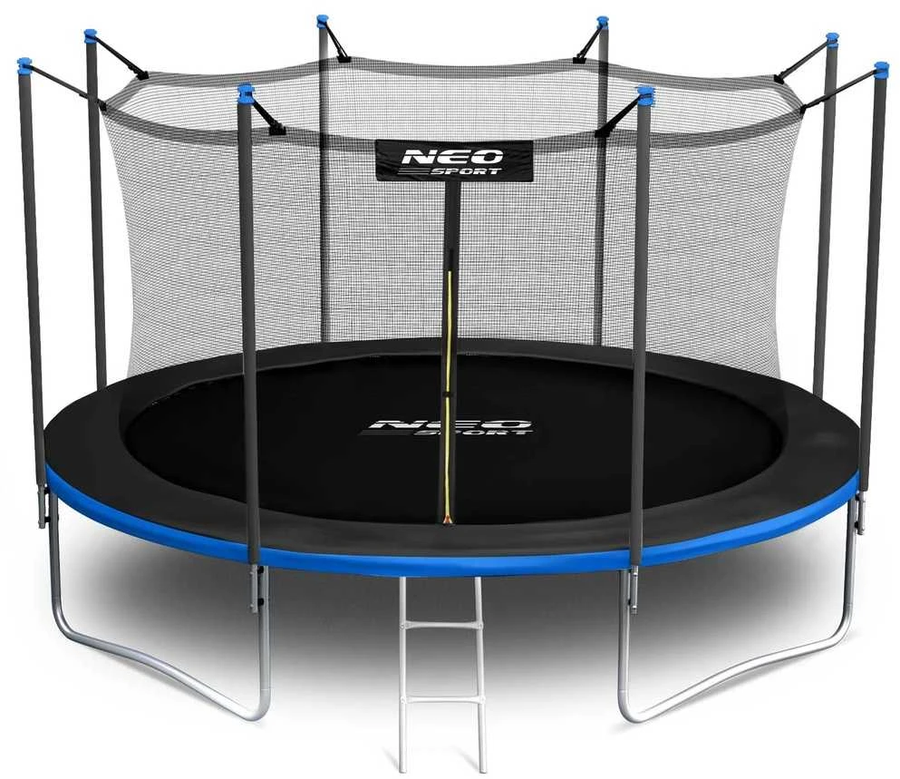 Sodo trampolinas 404 cm su vidiniu tinklu ir kopėčiomis, lauko trampolinas, didelis trampolinas, šokinėjimo trampolinas