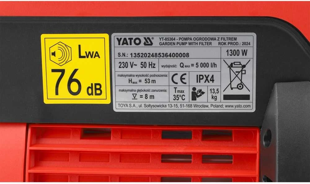 Toya Sa Poland Sodo siurblys | su filtru ir slėgio matuokliu | 1300W (YT-85364)
