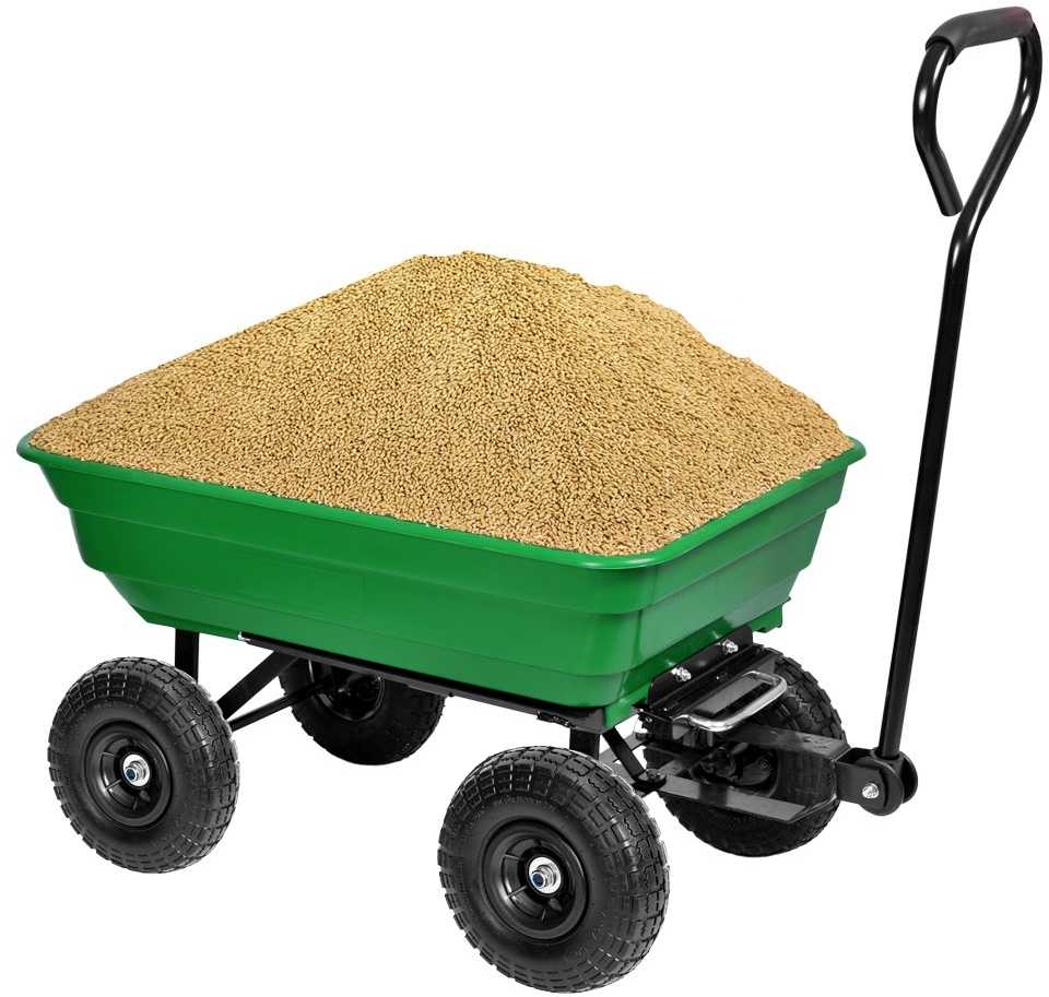 Sodo vežimėlis, savivartis, 75 l, 300 kg, žalias karutis, daržo vežimėlis, sodininko talpykla