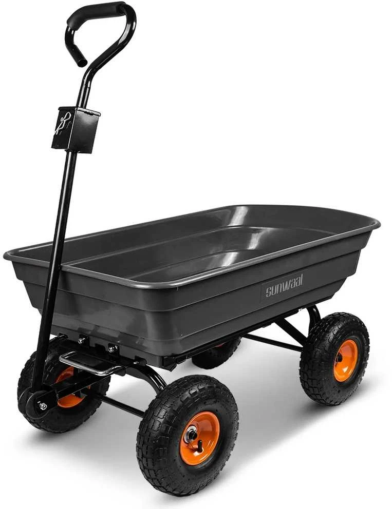 Sodo vežimėlis, transportavimo vežimėlis, sunkiasvoris sodo išvertimo vežimėlis, 75L talpa, 300kg keliamoji galia