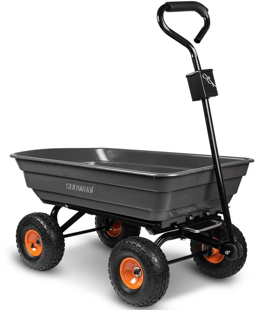 Sodo vežimėlis, transportavimo vežimėlis, sunkiasvoris sodo išvertimo vežimėlis, 75L talpa, 300kg keliamoji galia