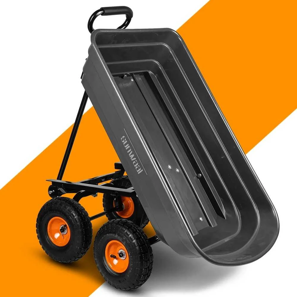 Sodo vežimėlis, transportavimo vežimėlis, sunkiasvoris sodo išvertimo vežimėlis, 75L talpa, 300kg keliamoji galia