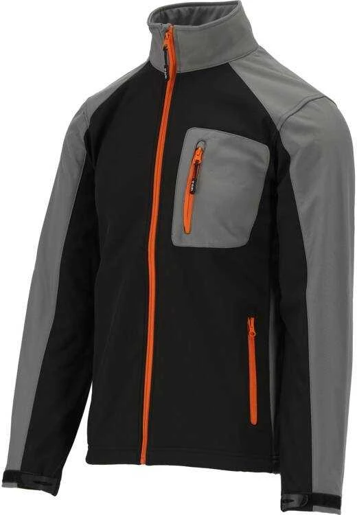 Yato Softshell striukė darbui, S dydis, atspari vandeniui ir kvėpuojanti, juoda, pilka ir oranžinė striukė