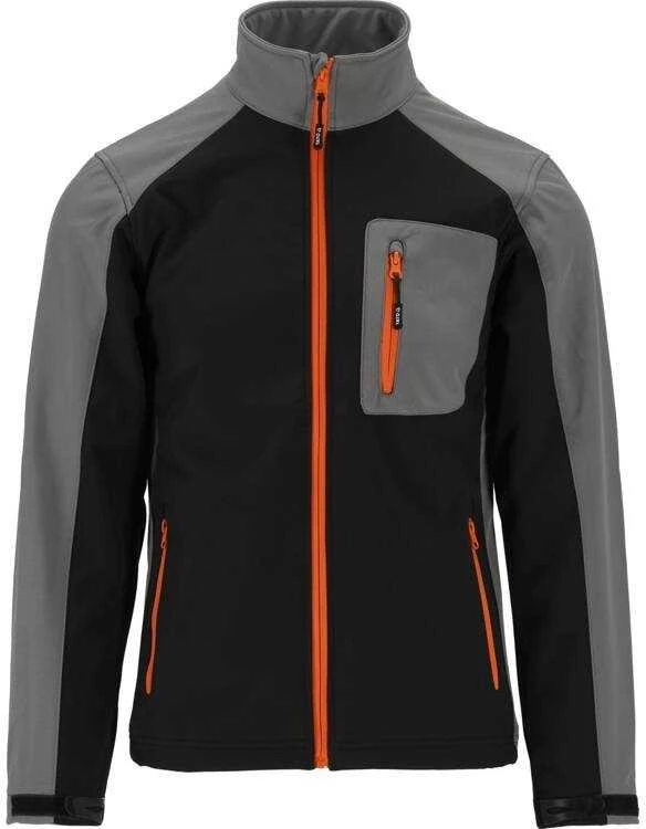 Yato Softshell striukė darbui, S dydis, atspari vandeniui ir kvėpuojanti, juoda, pilka ir oranžinė striukė