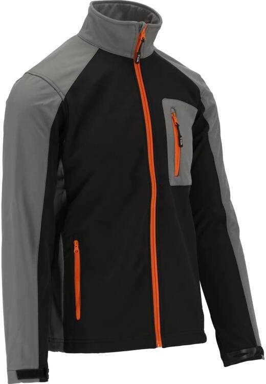 Yato Softshell striukė darbui, S dydis, atspari vandeniui ir kvėpuojanti, juoda, pilka ir oranžinė striukė