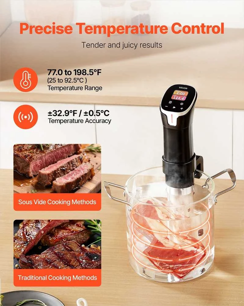 Sous Vide tiksliojo gaminimo prietaisas, su Wi-Fi valdymu ir LCD jutikliniu ekranu, greito kaitinimo cirkuliatorius, lėto virimo aparatas, vakuuminio gaminimo įrenginis