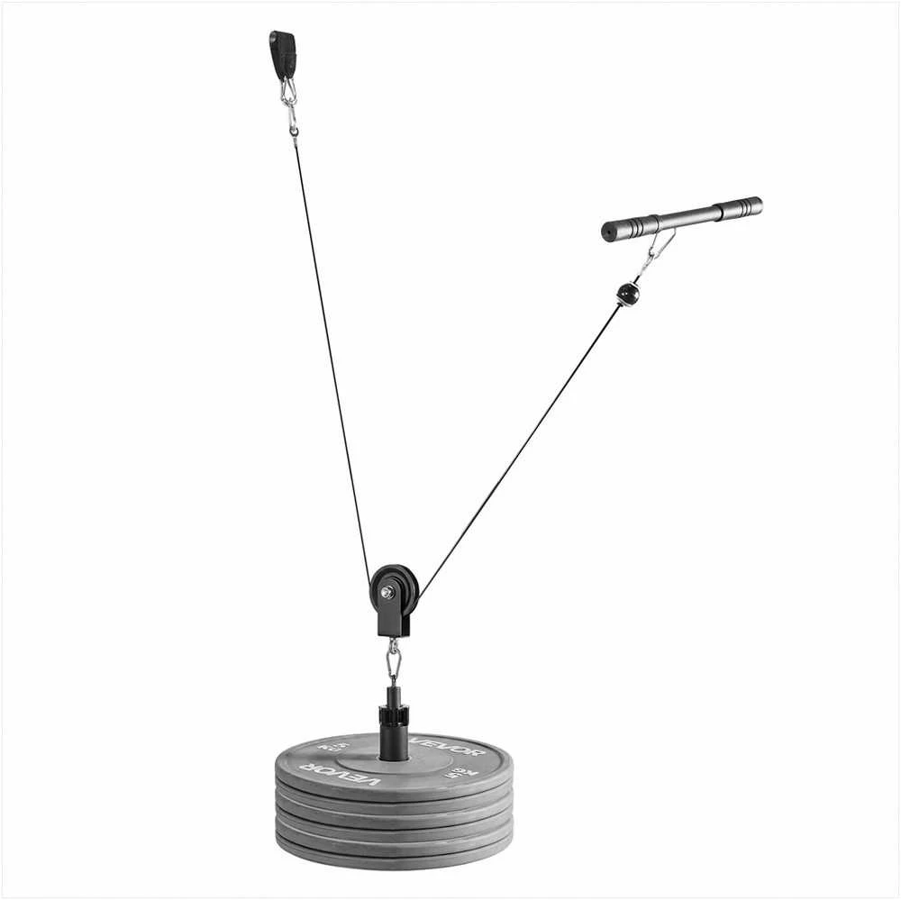 Sporto stovo skriemulių sistema nugaros ir kėlimo pratimams, dvigubos rankenos plieniniai trosai 150 kg galia, namų sporto salės skriemulio priedas troso treniruoklis bicepsams ir nugarai, jėgos sporto įranga