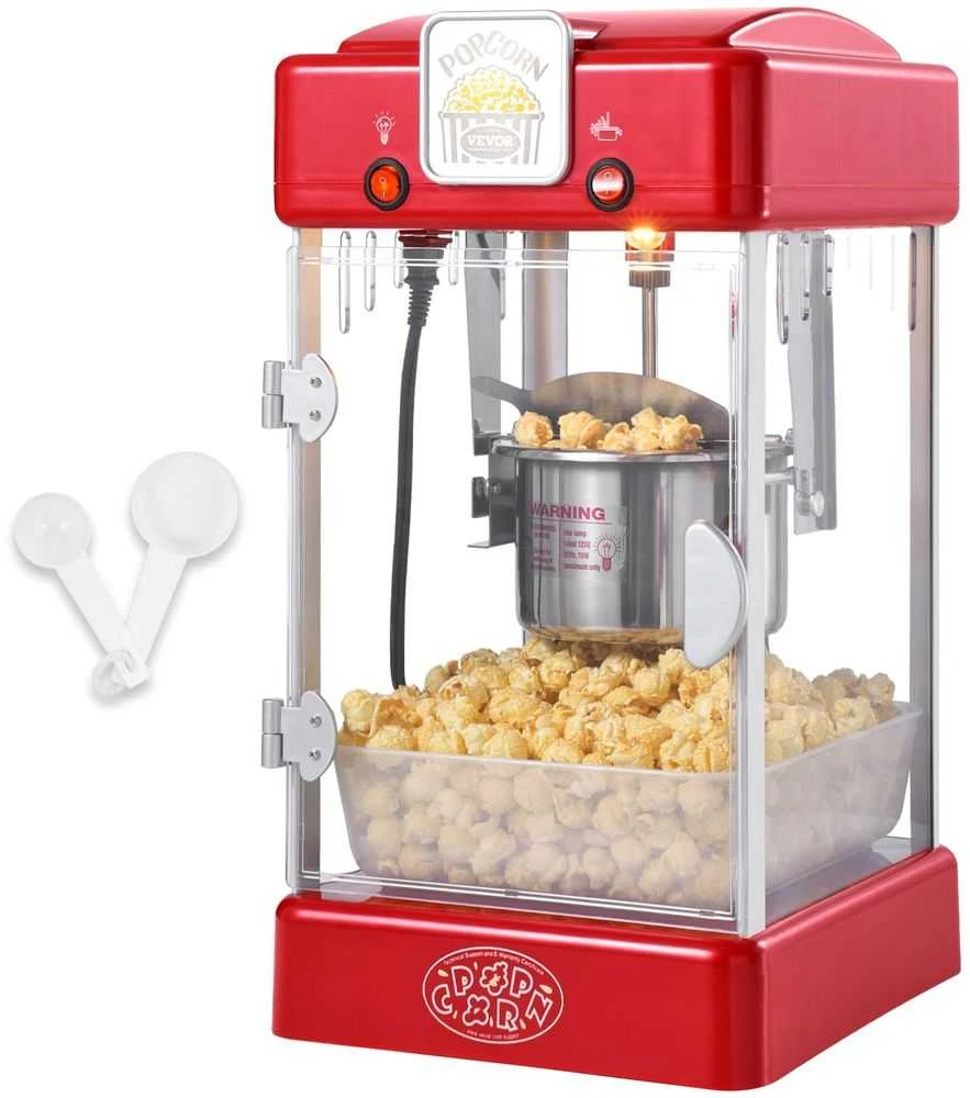 Spragėsių aparatas, stalinis spragėsių puodas, kino teatro stiliaus, su pašildymo padėklu, skirtas namams, šeimos susibūrimams, vakarėliams, 2.5L virdulys, 4L talpa