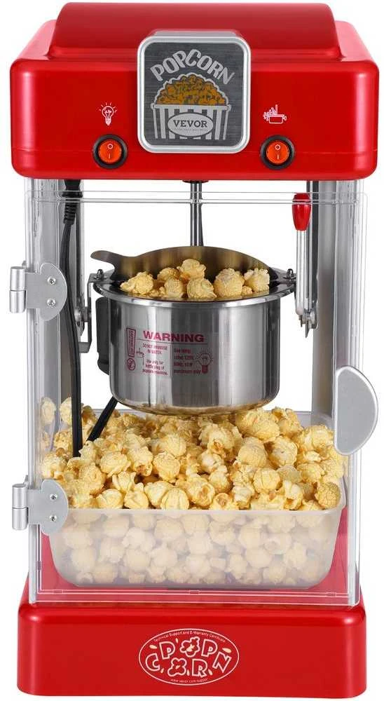 Spragėsių aparatas, stalinis spragėsių puodas, kino teatro stiliaus, su pašildymo padėklu, skirtas namams, šeimos susibūrimams, vakarėliams, 2.5L virdulys, 4L talpa