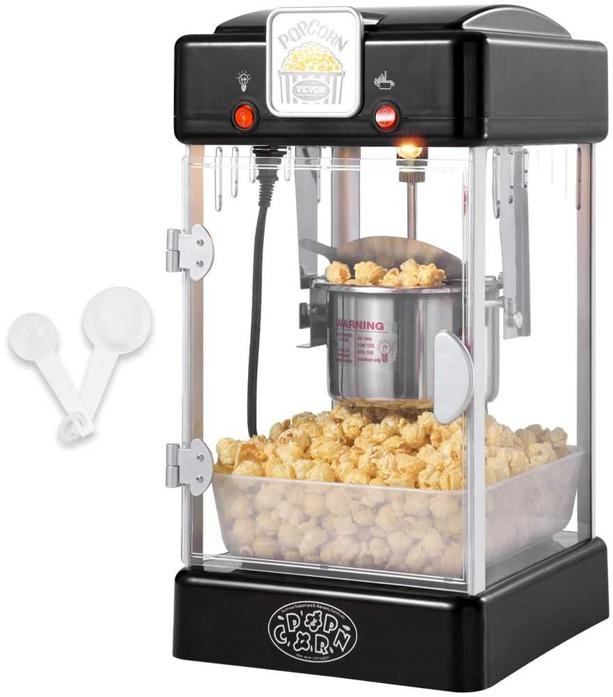 Spragėsių gaminimo aparatas 300W, 2.5L virdulys, 4L partija, stalinis, kino teatro stiliaus, namų vartojimui. Spragėsių pūtimo mašina su LED apšvietimu ir šildymo funkcija
