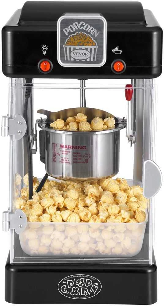 Spragėsių gaminimo aparatas 300W, 2.5L virdulys, 4L partija, stalinis, kino teatro stiliaus, namų vartojimui. Spragėsių pūtimo mašina su LED apšvietimu ir šildymo funkcija
