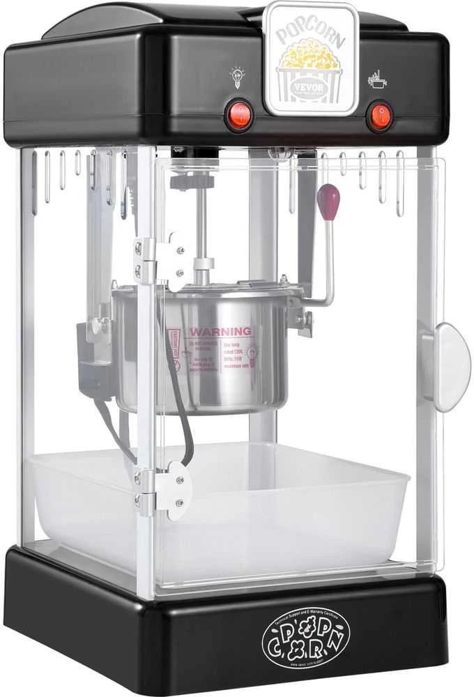 Spragėsių gaminimo aparatas 300W, 2.5L virdulys, 4L partija, stalinis, kino teatro stiliaus, namų vartojimui. Spragėsių pūtimo mašina su LED apšvietimu ir šildymo funkcija