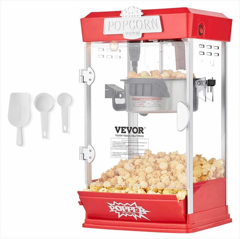 Spragėsių gaminimo aparatas, 480W, 113.4 g virdulys, 5.68 l per partiją, stalinis, kino teatro stilius, raudonas, pridedami 3 samteliai, namų apyvokos prietaisas