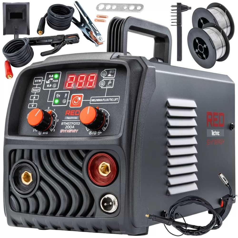 Red Technic Srauto šerdies lankinio suvirinimo aparatas, MMA, Lift-TIG suvirinimo aparatas, 200A inverterinis suvirinimo aparatas, nešiojama suvirinimo įranga