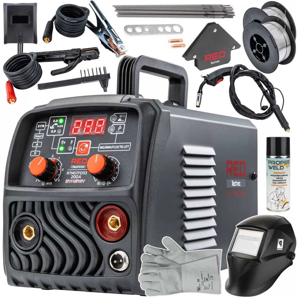 Red Technic Srauto šerdies lankinio suvirinimo aparatas, MMA, Lift-TIG suvirinimo aparatas, 200A inverterinis suvirinimo aparatas, nešiojama suvirinimo įranga