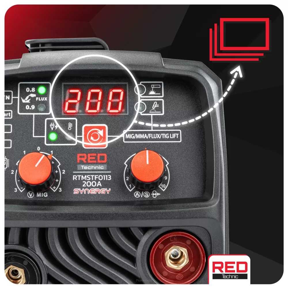 Red Technic Srauto šerdies lankinio suvirinimo aparatas, MMA, Lift-TIG suvirinimo aparatas, 200A inverterinis suvirinimo aparatas, nešiojama suvirinimo įranga