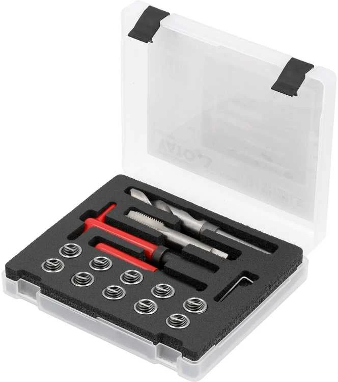 Sriegių remonto komplektas M16x2.0mm, 15 vnt., sriegių keitimo rinkinys, skirtas sriegių taisymui