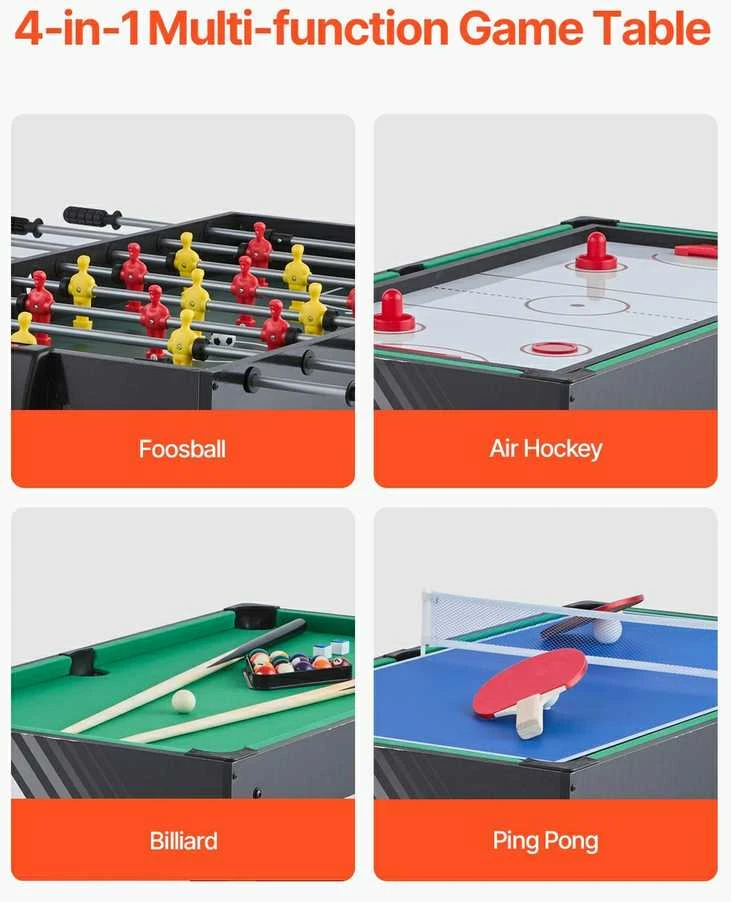 Stalas 4-in-1, Oro Ritulys, Stalo Futbolas, Biliardas, Stalo Tenisas, Daugiafunkcinis Žaidimų Stalas