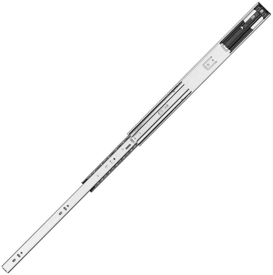 Stalčių bėgeliai 457.2 mm, šoninio tvirtinimo, sustiprinti, pilno ištraukimo, švelnaus uždarymo, 6 poros, virtuvės spintelių stalčiams, stalčių kreipiančiosios, furnitūros bėgeliai