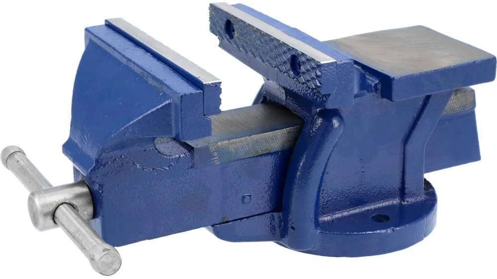 Staliniai spaustuvai 100 mm, ketaus korpusas, grūdinto plieno žandikauliai, skirti metalo apdirbimui