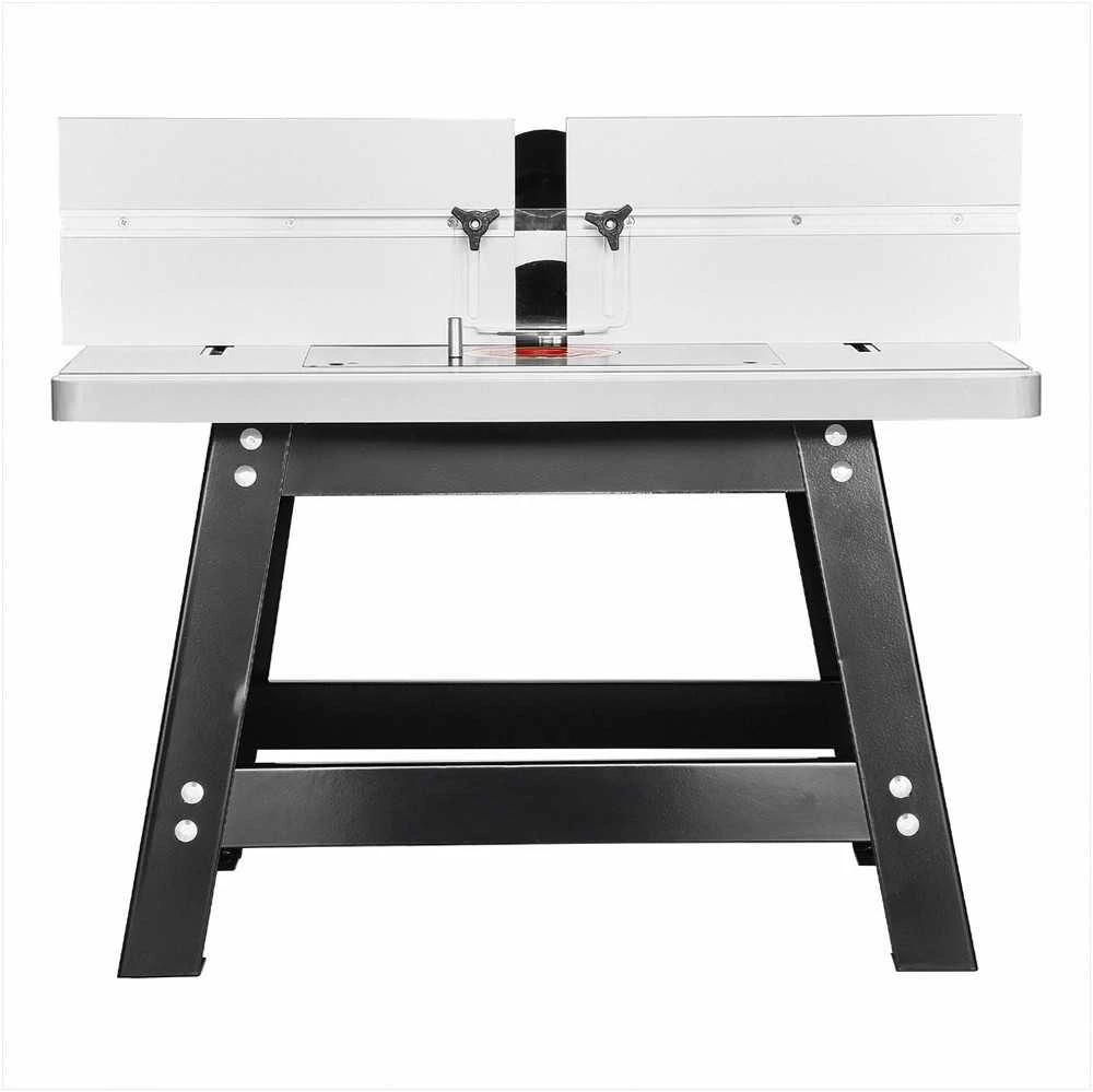 Stalinis frezavimo stalas medžio apdirbimui, 610 x 400 mm, su reguliuojama atrama, MDF stalviršis, tvirtas metalinis pagrindas, frezavimo staklės, medienos frezavimo įranga