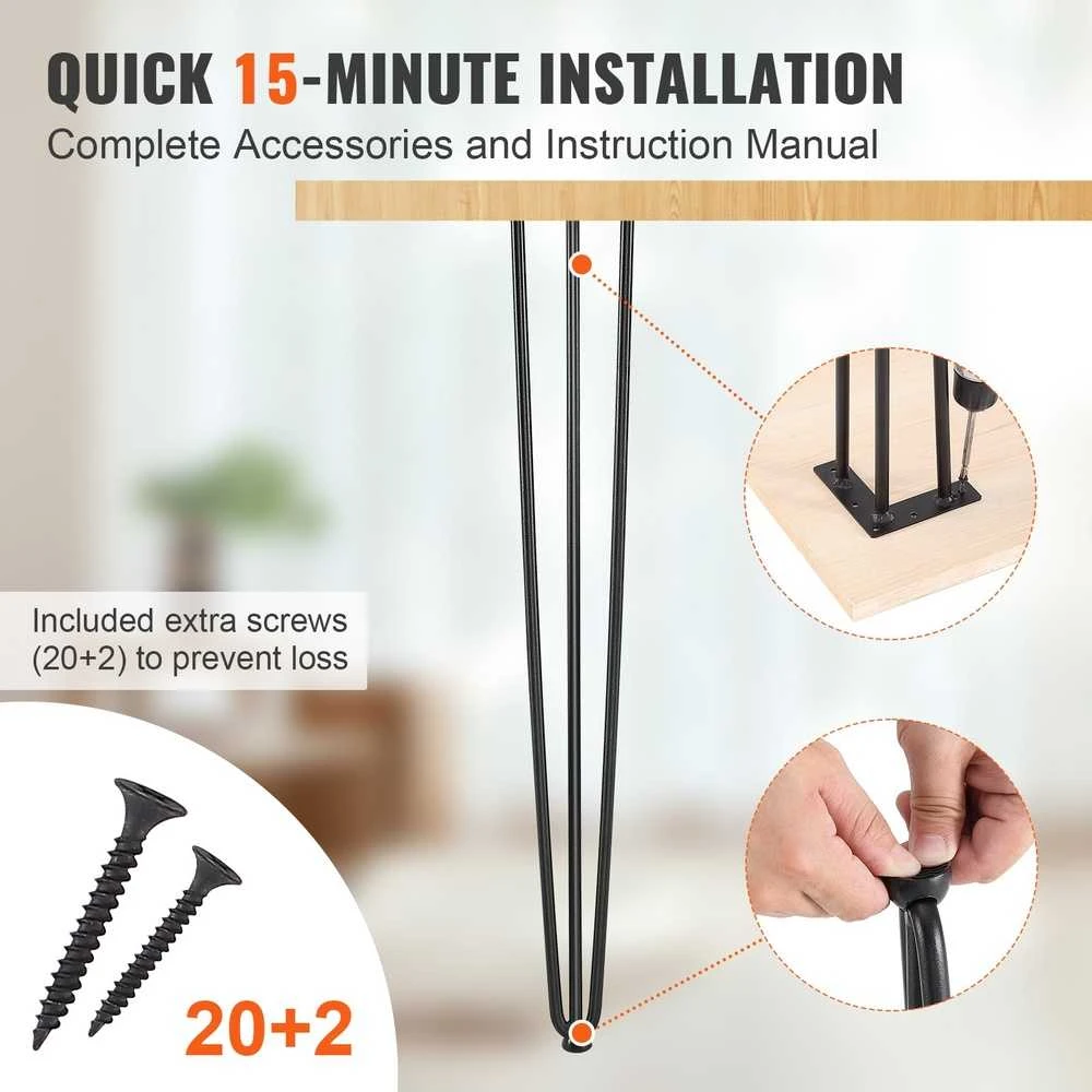 VEVOR Plieninės plaukų smeigtukų stalo kojos 71 cm, 4 vnt.