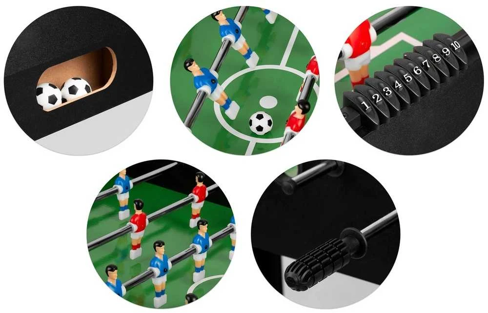 Stalo futbolas namams, su 22 žaidėjais, 115x60x78 cm stalo futbolas, juodas stalo futbolas, stalo futbolo žaidimas