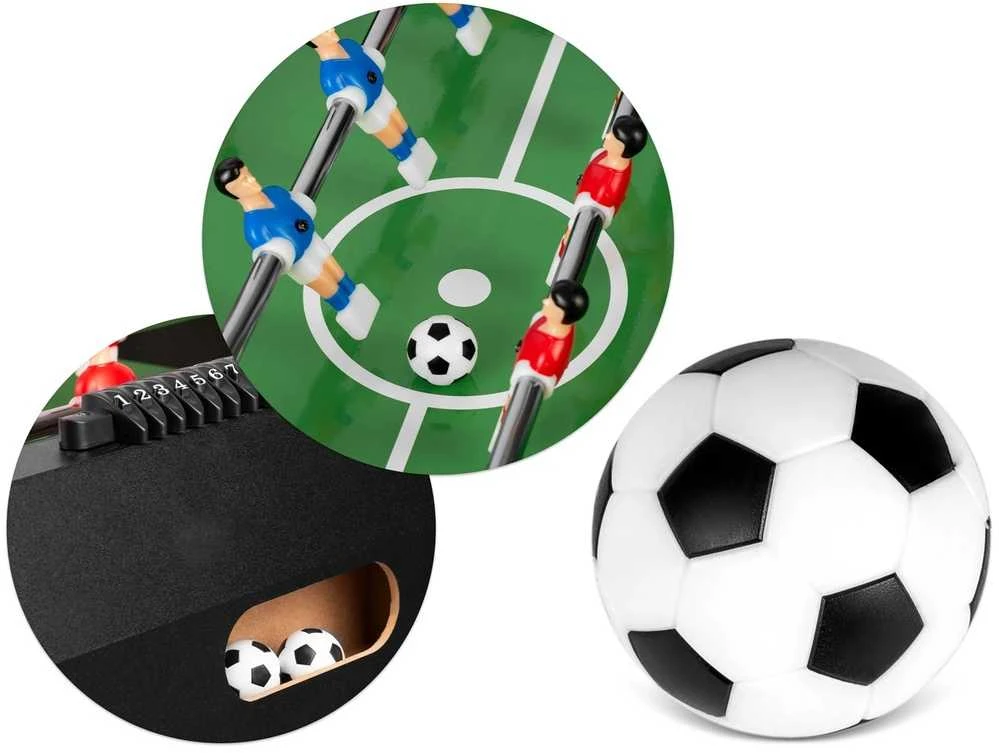 Stalo futbolas namams, su 22 žaidėjais, 115x60x78 cm stalo futbolas, juodas stalo futbolas, stalo futbolo žaidimas
