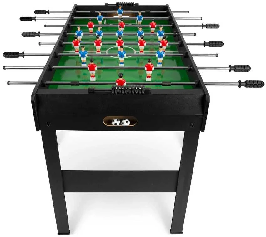 Stalo futbolas namams, su 22 žaidėjais, 115x60x78 cm stalo futbolas, juodas stalo futbolas, stalo futbolo žaidimas
