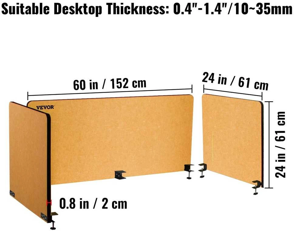 Stalo pertvara 152.4 cm, 3 akustinės garso izoliacinės panelės, geltona, triukšmo slopinimui, prispaudžiama, skirtukas