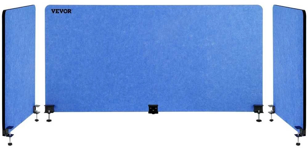 Stalo pertvara, akustinė uždanga, triukšmo slopinimo ekranas, 3 panelės, 152 cm, mėlyna, biuro pertvaros, garso izoliacija