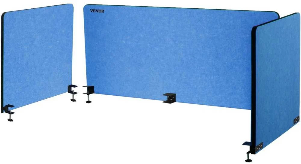 Stalo pertvara, akustinė uždanga, triukšmo slopinimo ekranas, 3 panelės, 152 cm, mėlyna, biuro pertvaros, garso izoliacija
